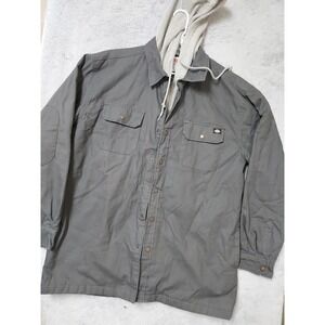 Dickies Jacket Mens XLT Canvas Grunge Quilted Lined Hoodie Gray Full Zip Skater